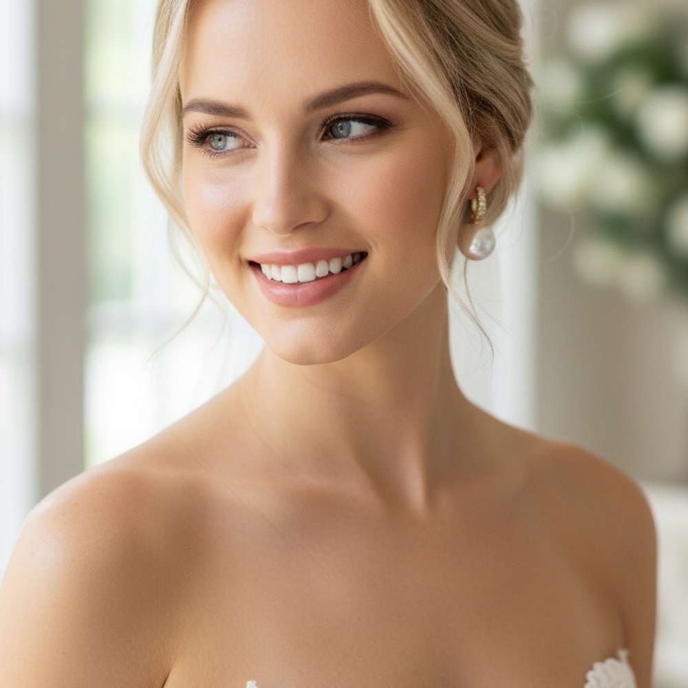 Elegant Gold and White Huge Pearl Earrings